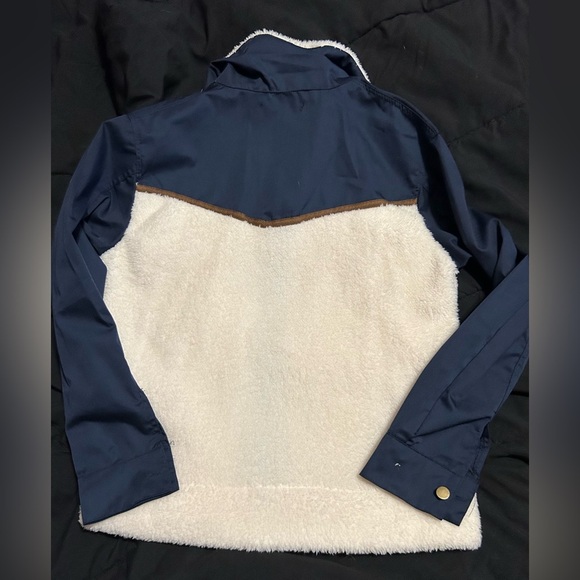 MISSLOOK Sherpa button up jacket white and blue small - Picture 6 of 6